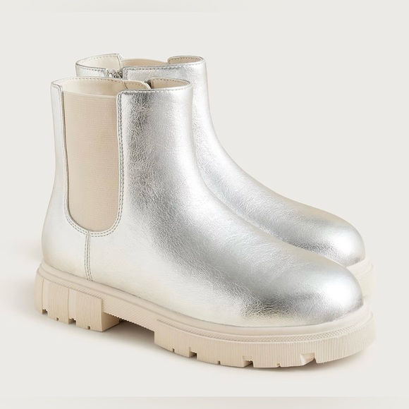J.Crew Girls' lug-sole boots in metallic